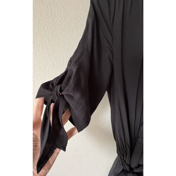 Gap Women’s Size Small Faux Wrap Tie Sleeve Dress V Neck Belted Vacation Coastal - Picture 3 of 6